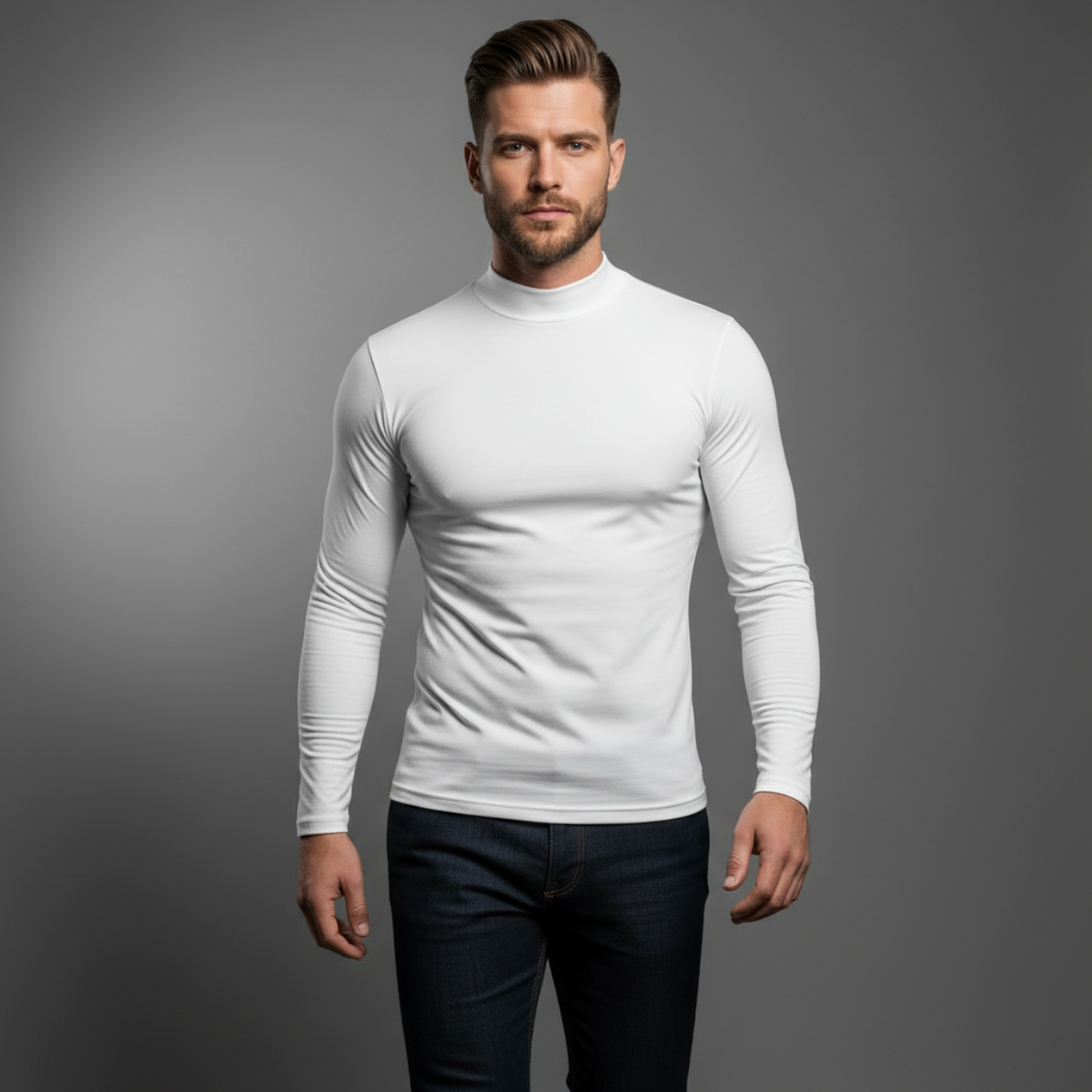 Base Mock Neck – White